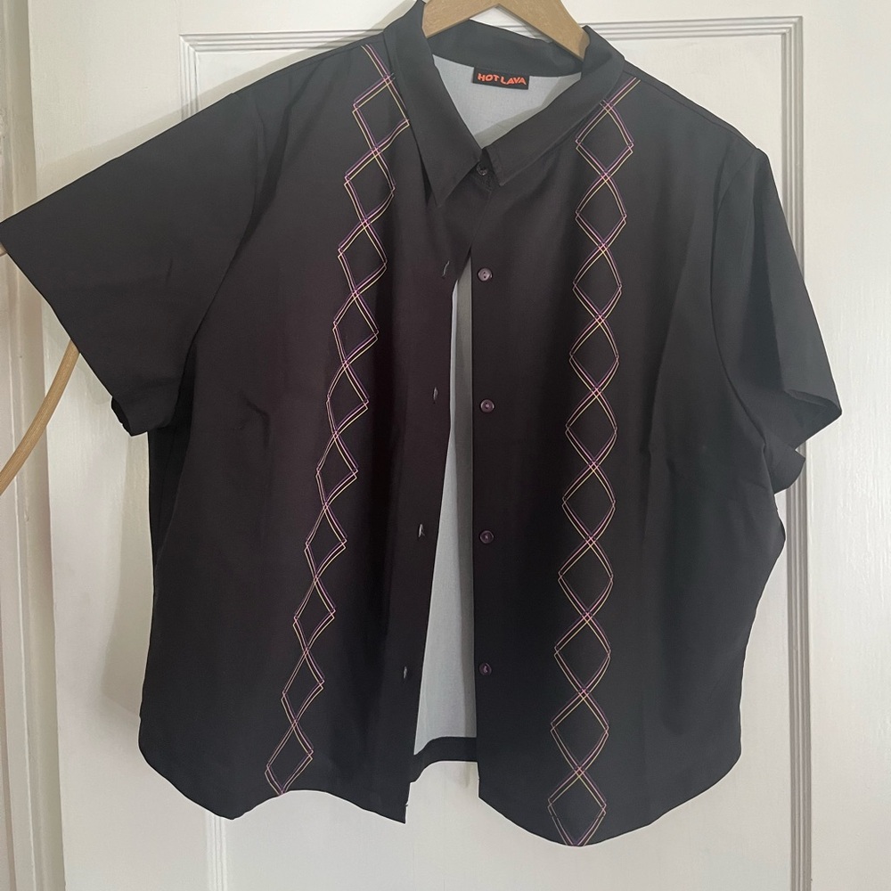 Hot Lava Black Argyle Bowling Shirt